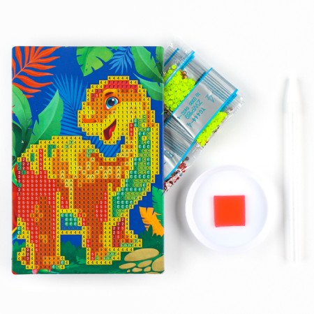 Diamond mosaic for children with luminous rhinestones "Dinosaur", 10 x 15 cm, set for creativity-1