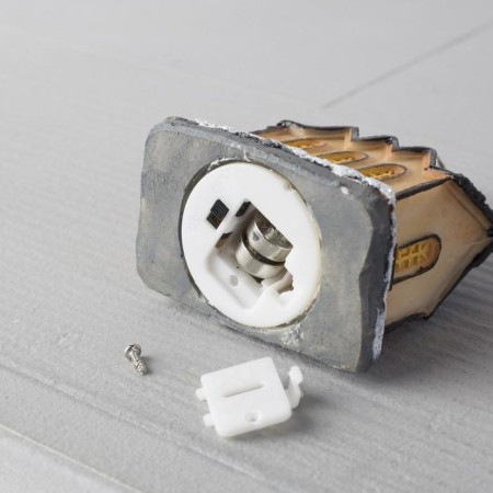 LED figure "House with a tower" 4.5 × 8.5 × 6 cm, ceramics, batteries AG13x2, glow warm white-2