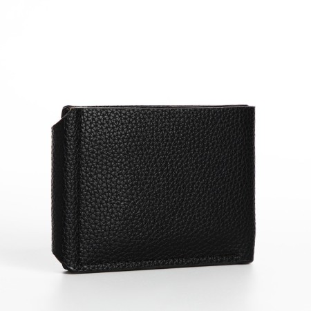 Male purse on magnets, department for bills, cards, coins, black color-1