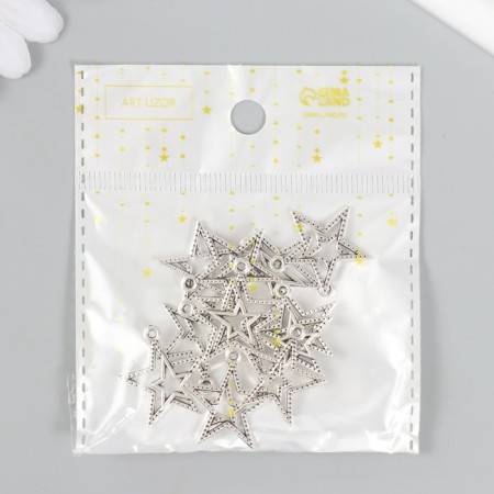 Decor for creativity Metal "Double Star" silver 2.3x2 cm-3