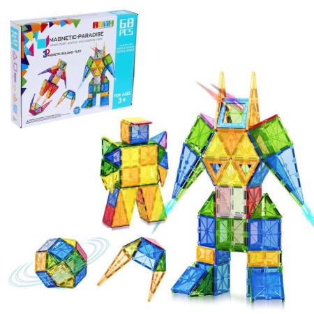 Magnetic designer "Geometric figures", 68 parts