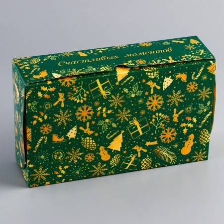New Year. The box is folding, confectionery packaging with the "Happy Moments" window, 25 x 15 x 7 cm-3
