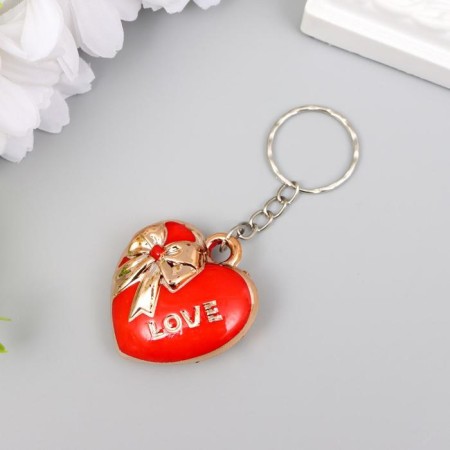 A plastic keychain for metal "heart with a bow" gold mix 3.7x3.7x1.2 cm-1