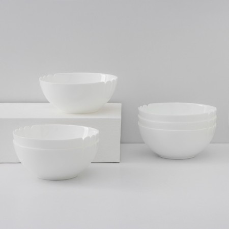 Set of salad bowls Luminarc Lotusia, d = 18 cm, glass ceramic, 6 pcs, white color