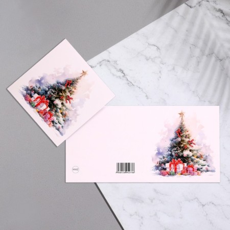 Mini-postcard "New Year tree!" Gifts, 7.5x7.5 cm-1