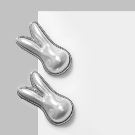 Earrings with pearls "hare" eared, white color in silver