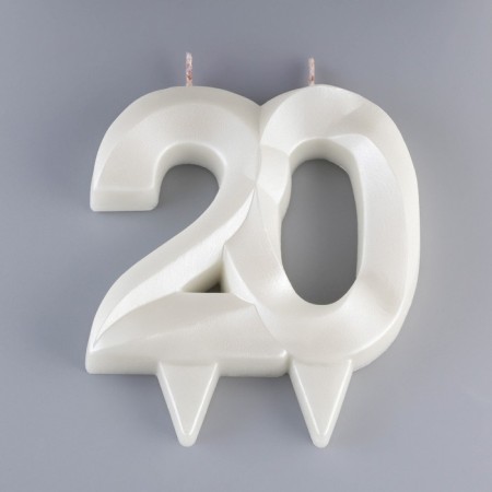 Candle in the cake jubilee "line", number "20", pearl, 6.5 cm-2