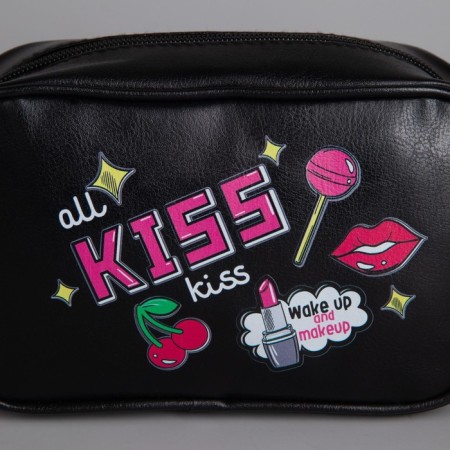 Children's bag for Kiss, artificial leather, on a strap, black, 18x6x11 cm-1