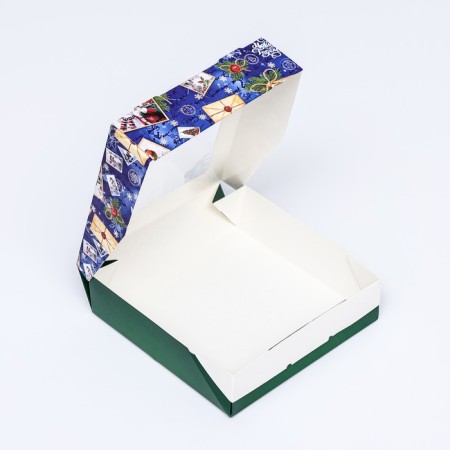 Folding box with the window "New Year's package blue" 15 x 15 x 4 cm-4