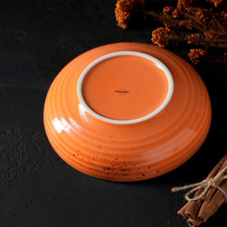 Porcelain deep Magistro "Cerera", 700 ml, D = 18.5 cm, Orange color-8