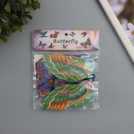 Magnet Plastic "Butterfly with graphic patterns" set of 12 pcs 6; 8; 10; 12 cm-2