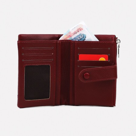 Women's wallet on the button, burgundy color-5