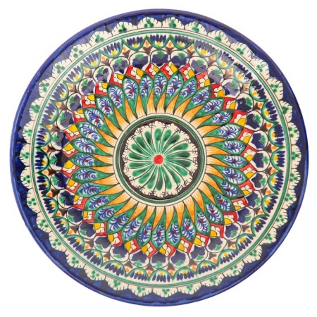 Plate of the Rishtan ceramics "Flowers", 25 cm, blue-1
