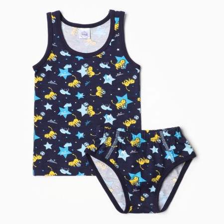A set for a boy (T-shirt, panties), dark blue color, height 104 cm