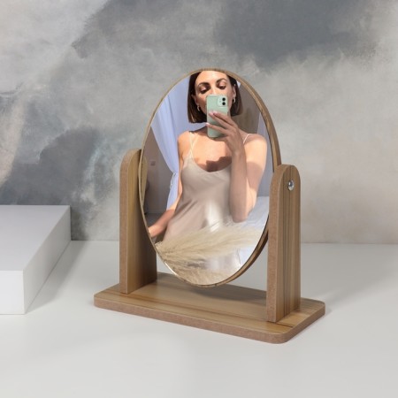 Mirror desktop "oval", mirror surface 12 × 17 cm, beige color-2