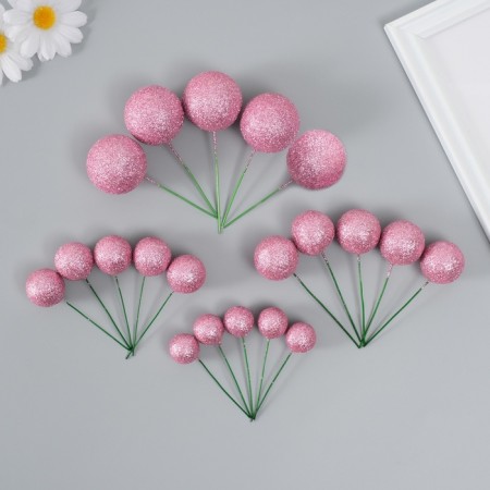 Decor for creativity "Balls Pink Brill" d = 2; 3; 3.5 and 4 cm set 20 pcs