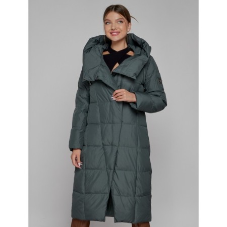 Coat insulated winter female, size 42, dark green color-8