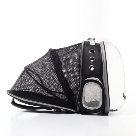 Backpack for carrying animals, laying out, 33 x 28 x 42 cm, black/transparent-1