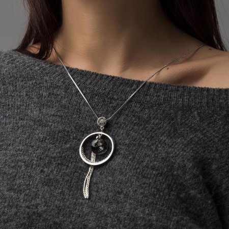 Jupiter pendant, gray color in silver, 72 cm-2
