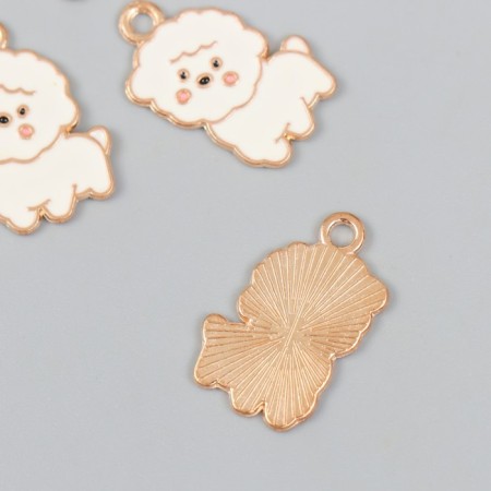 Decor for creativity metal, enamel "White Poodle" 1.7x2.4 cm-1