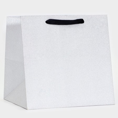 Packet for cake, 30 x 30 x 30 cm, silver with glitter-1