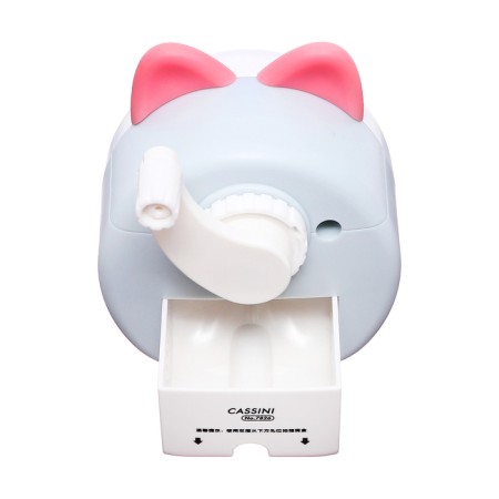 Mechanical sharpener with container, gray/white ears-6