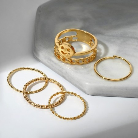 Ring set 5 pieces "perfect fingers" sophistication, color gold
