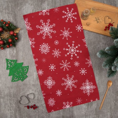 Towel "Dolyana" white snowflakes 40x70 cm, 100% cotton, 164 g/m2