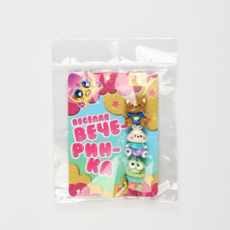 A set of plastic badges "Merry Party", 3 pcs, 2.1 x 2.9 cm-5