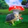 Garden figure "Mushroom with two hedgehogs" 26x30x30cm