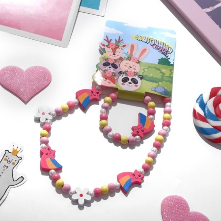 Set of children's "chosen" 2 items: beads, bracelet, star-random, color-1