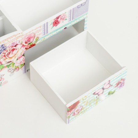 Casket Wood with a mirror and stand "Butterfly and roses" 10.8x18.5x10 cm-2
