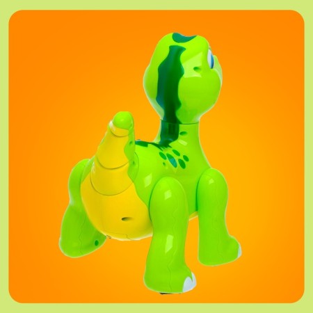 Robot Dinosaur "Smart pet" Zhory, programmable, on the control panel, interactive: sound, light, batteries, in Russian-6