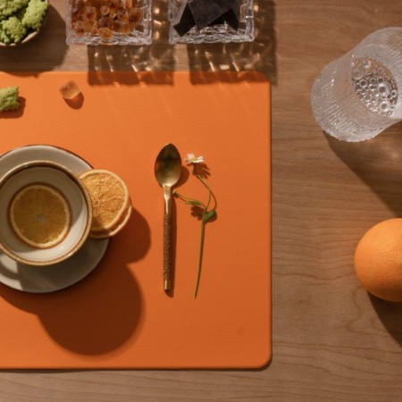 Serving napkin Zapel Eco Leather, mustard color-4