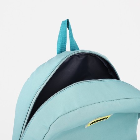 A backpack with a zipper, 3 outer pockets, turquoise color-3