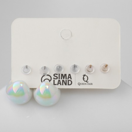 Earrings set 3 pairs "drop" color white in gold-7