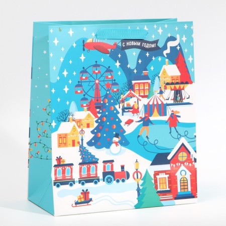 Laminated vertical “Merry New Year”, ML 23 x 27 x 11.5 cm, New Year-3