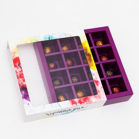 Box for sweets, 16 pcs, "umbrellas", 17.7 x 17.7 x 3.8 cm-1