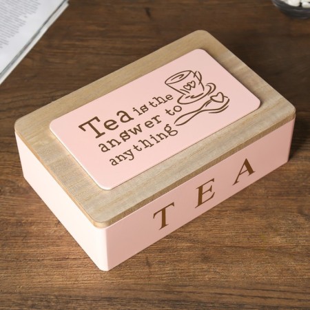 Casket tree with divisions "Tea" pink with gold 7.5x15x23 cm-3