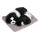 A toy on a car panel, dogs on a pillow, white and black color