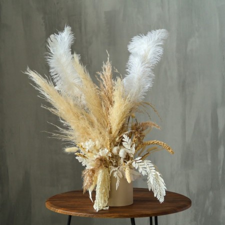 Decor of feathers "Fountain" on the leg, height - 70 cm-2