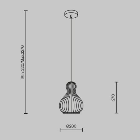 Suspension lamp Maytoni Mod192PL-01W, 1HE27, 40W, 20x20x329.5 cm, black color-1
