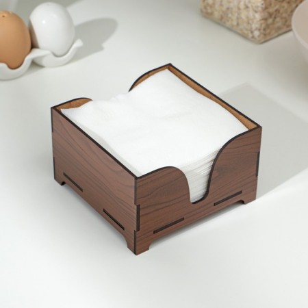Wooden wiper "walnut", without engraving, with napkins, brown color-1