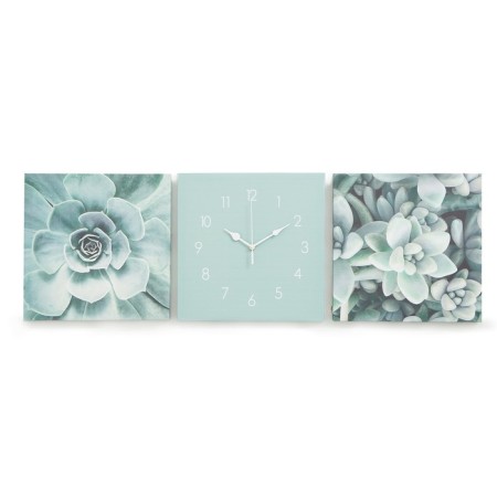 Carty clock is wall, modular, "succulents", silent, 35 x 110 cm, triptych-1