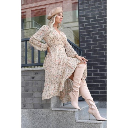 Women's dress, size 48, beige color-5