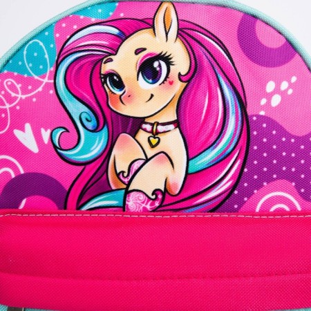 Bulk textile backpack with pocket "Magic Horse", a reflector. Elements, 27x23 x 10 cm-2