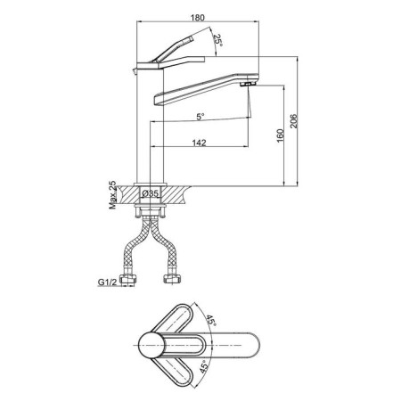 D&K Venice Rialto DA1062641 sink mixer, chrome-1