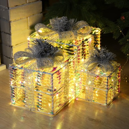 LED figure "Brilliant gifts" 15, 20, 25 cm, textiles, metal, 220 V, glow warm white-2