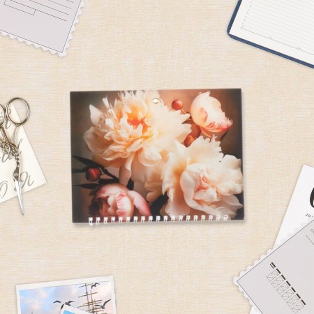Calendar quarterly mini-trio "Tender peonies" 2025, 19.5 x 47 cm-1