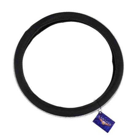 Cartage steering, leather PU, rhinestones, size 38 cm, black-2